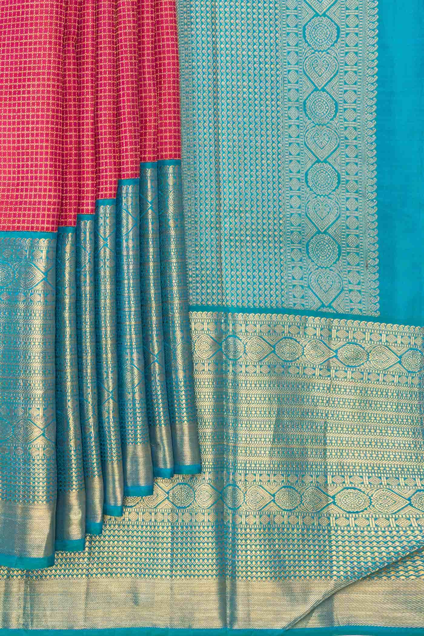 Dark Pink Dual Tone Kanchipuram Silk Saree
