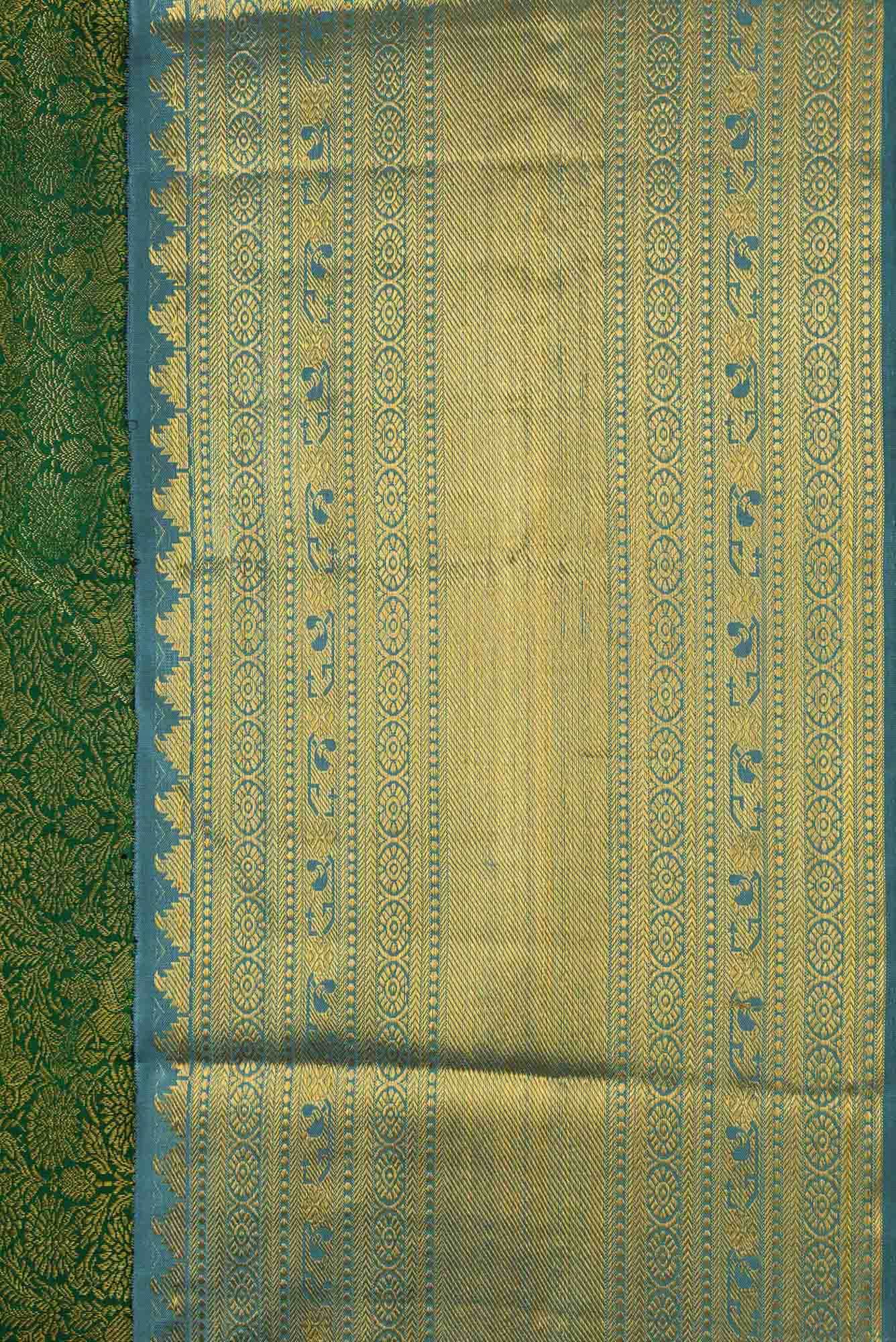 Bottle Green Kanchipuram Silk Saree