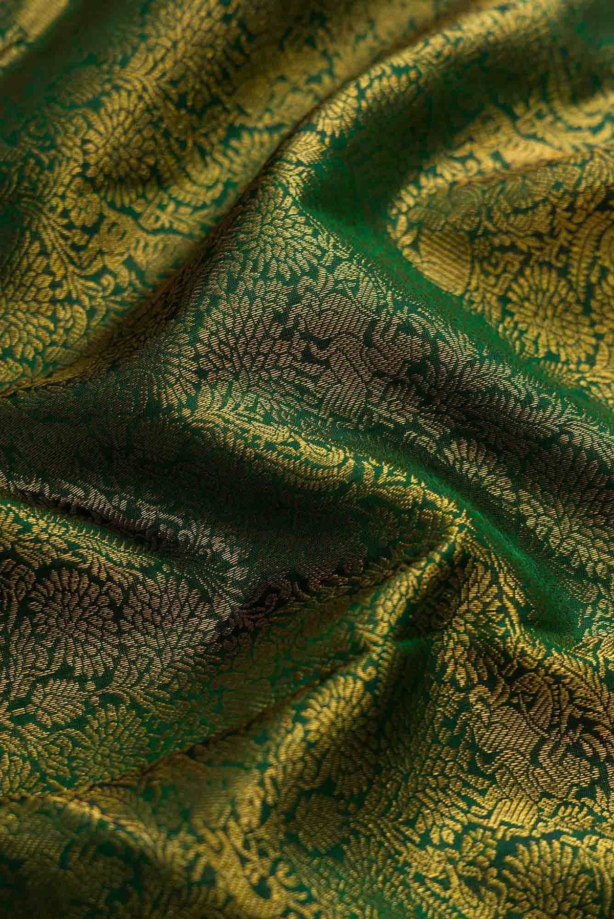 Bottle Green Kanchipuram Silk Saree
