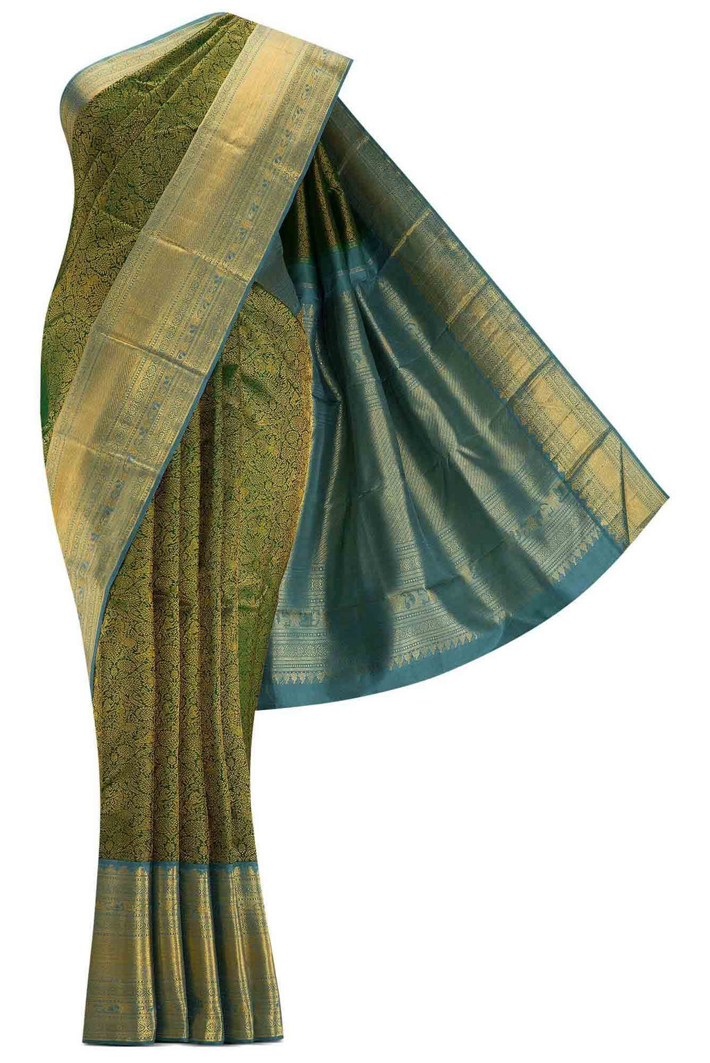 Green Dual Tone Kanchipuram Silk Saree