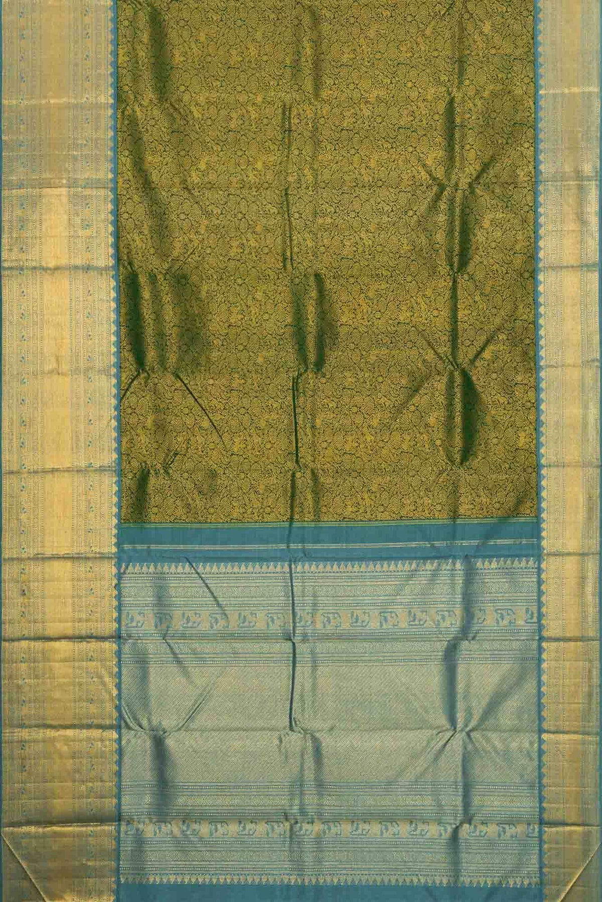 Bottle Green Kanchipuram Silk Saree