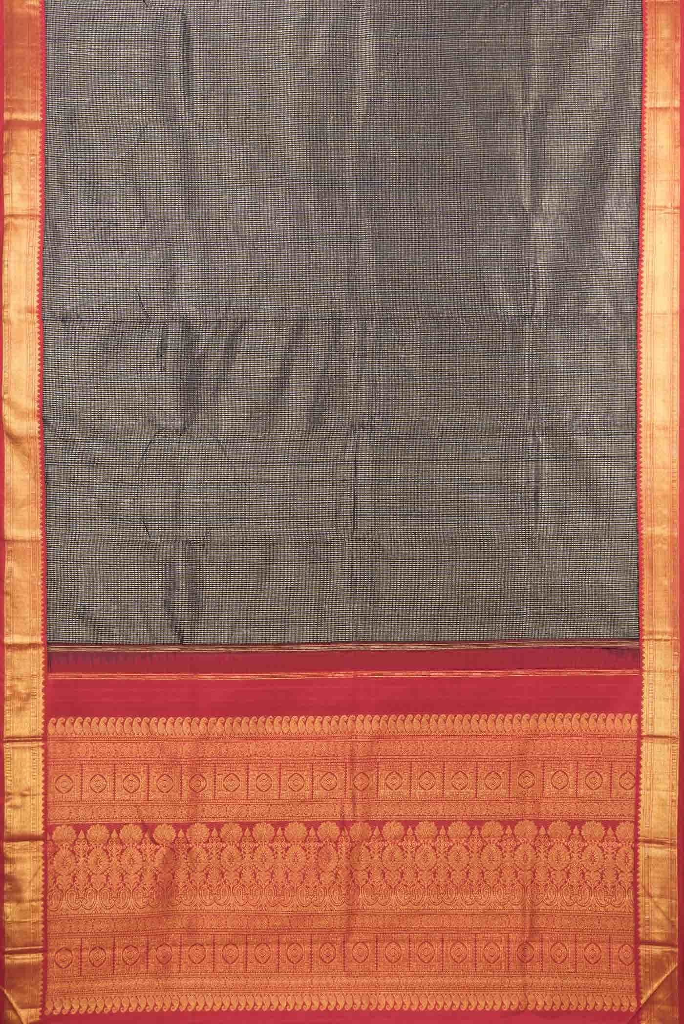 Pure Silk Pure Zari Black Dual Tone Kanchipuram Saree