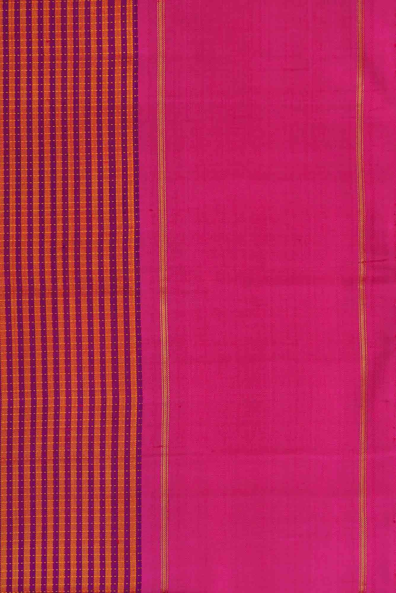 Pure Silk Pure Zari Orange and Pink Dual Tone Kanchipuram Saree