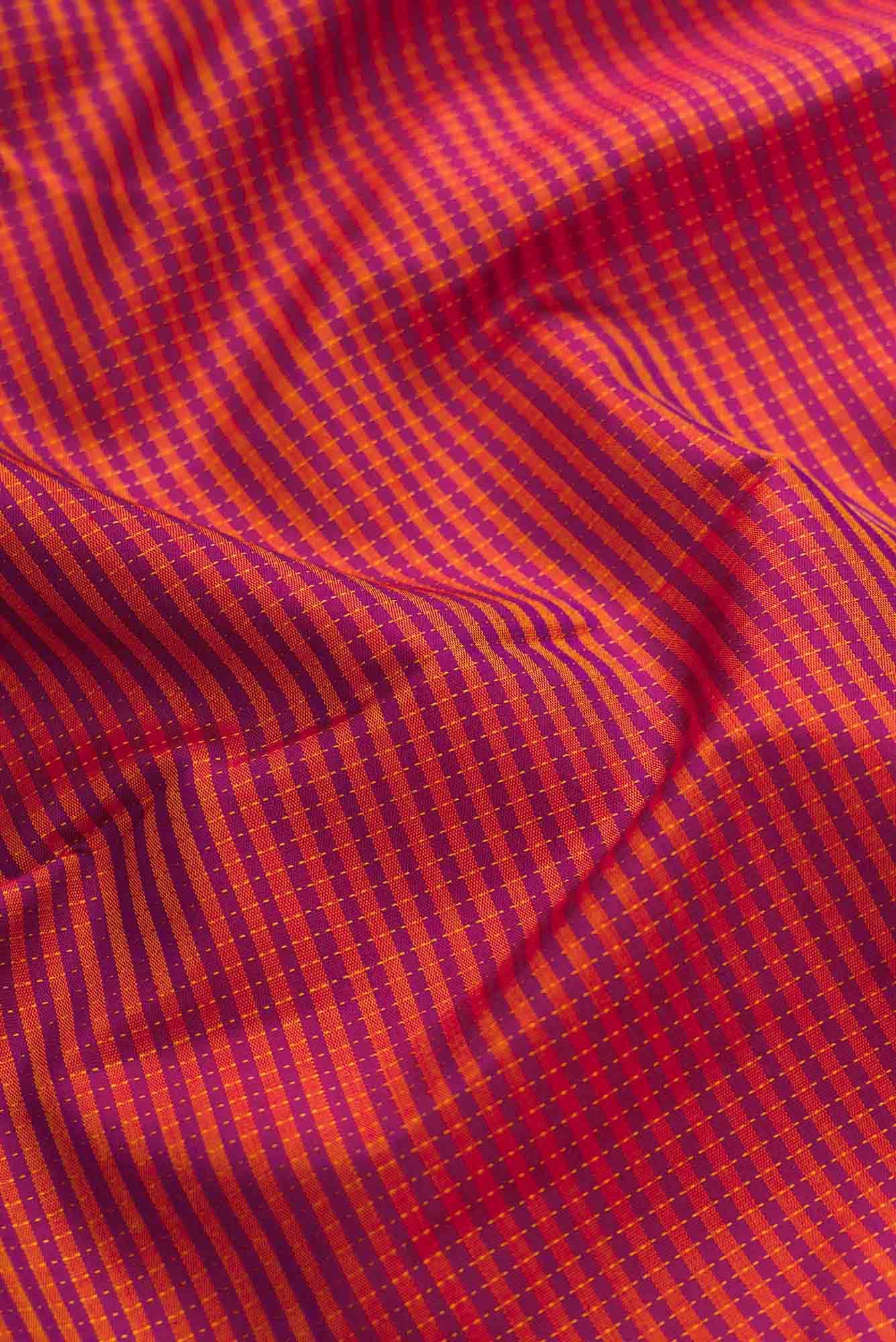 Pure Silk Pure Zari Orange and Pink Dual Tone Kanchipuram Saree