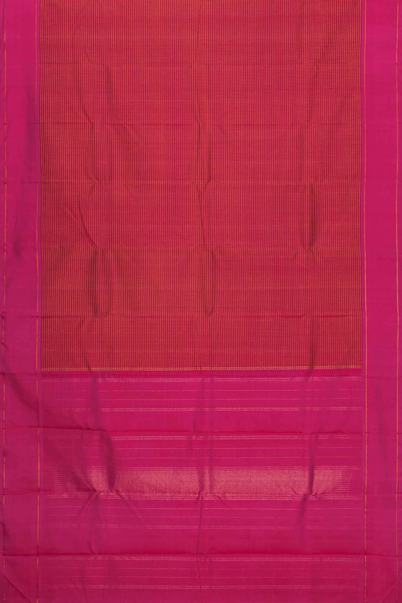 Pure Silk Pure Zari Orange and Pink Dual Tone Kanchipuram Saree
