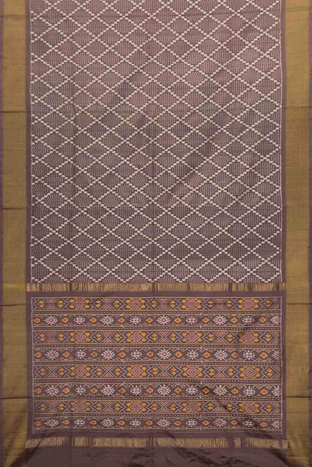 Brown Dual Tone Double Ikat Saree