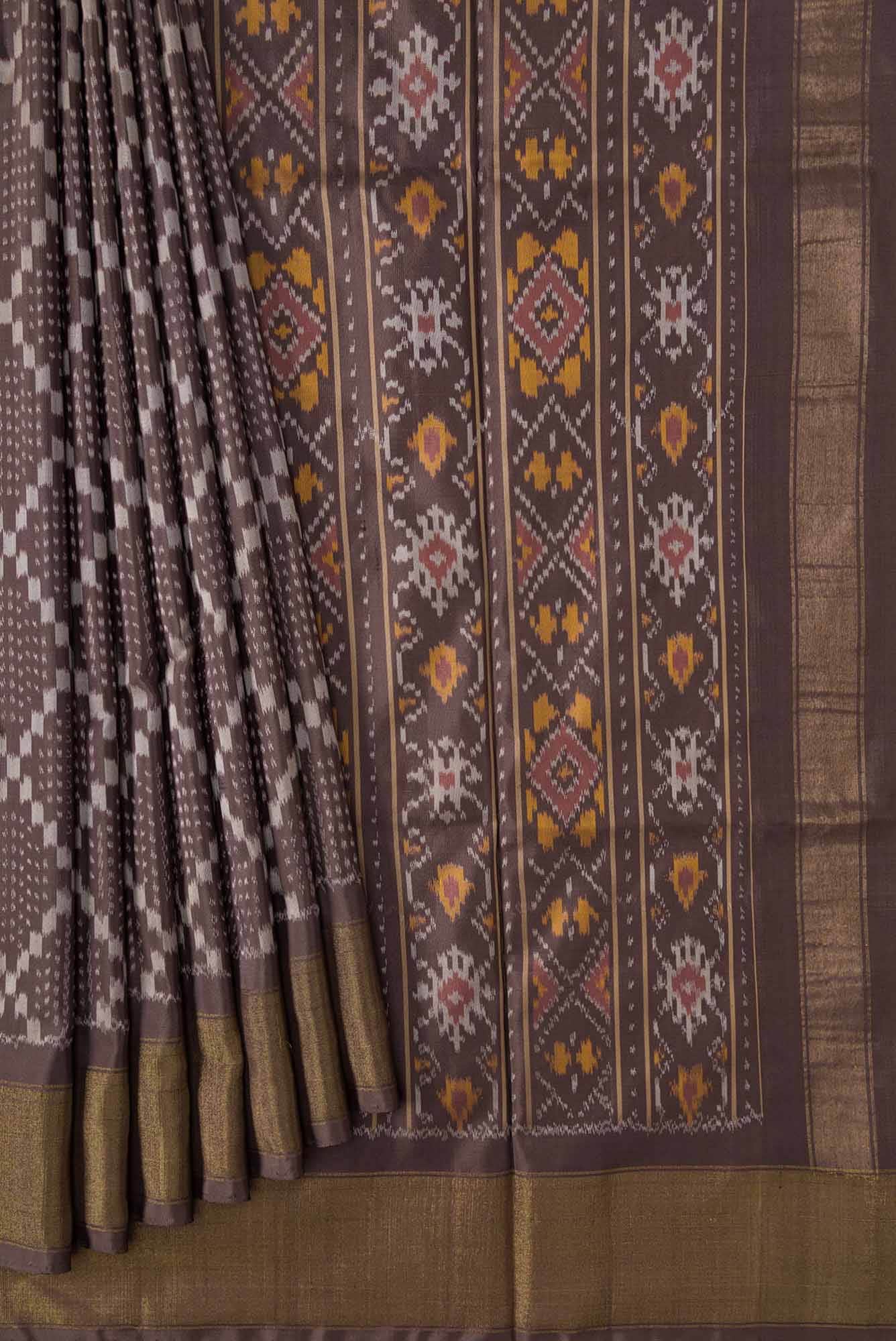Brown Dual Tone Double Ikat Saree