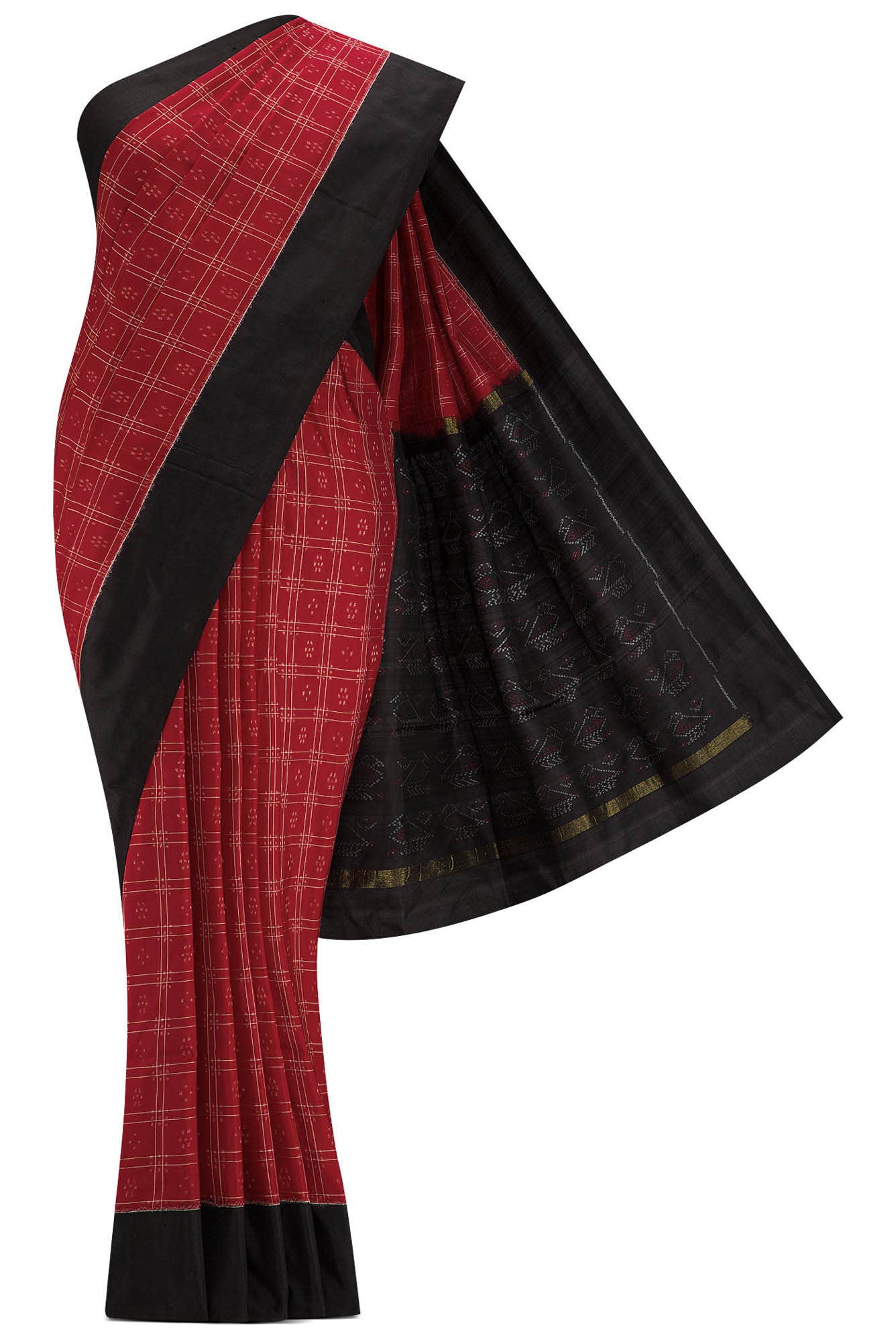 Maroon Dual Tone Double Ikat Saree