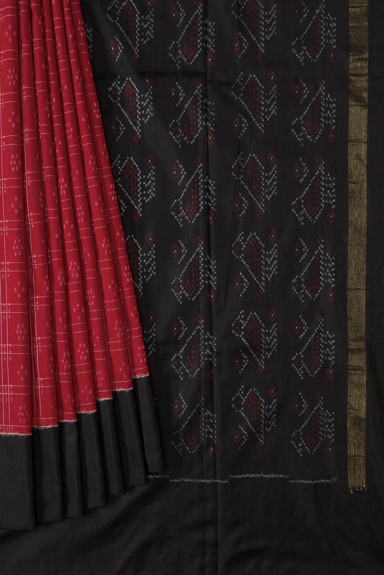 Maroon Dual Tone Double Ikat Saree