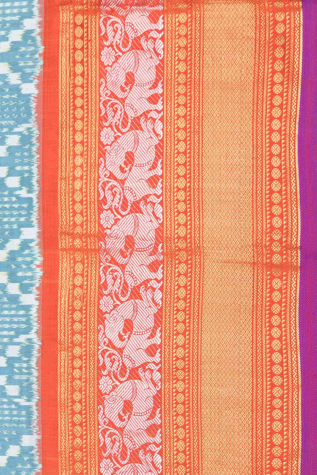 Grey Dual Tone Double Ikat Saree