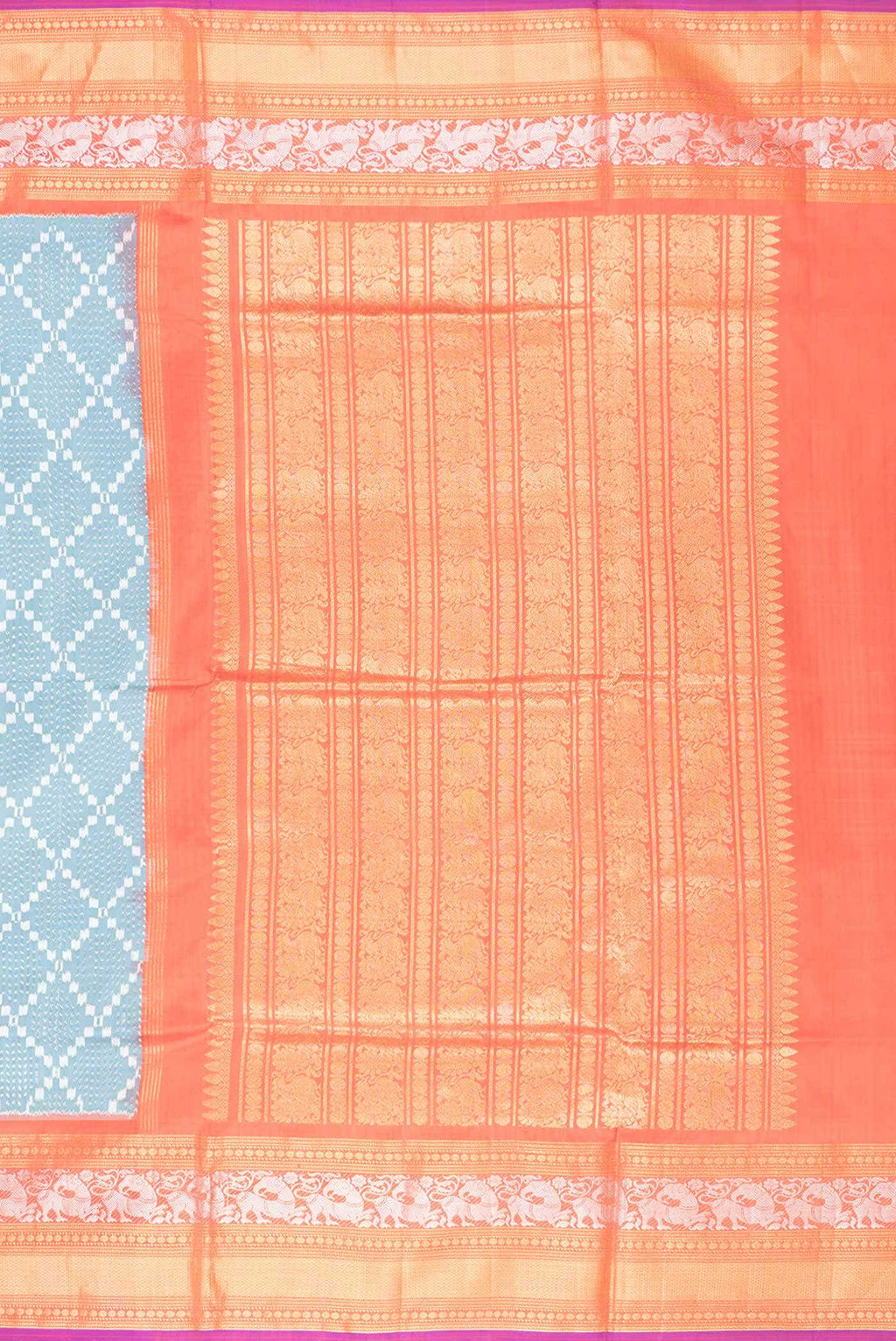 Grey Dual Tone Double Ikat Saree