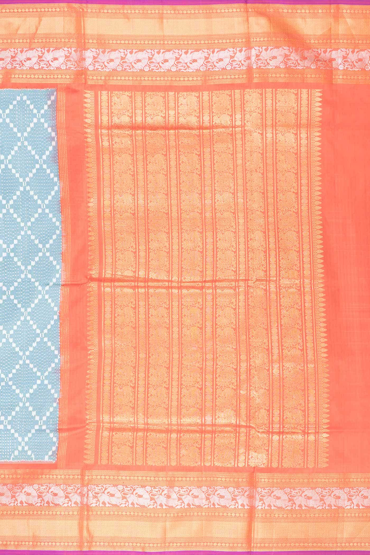 Grey Dual Tone Double Ikat Saree