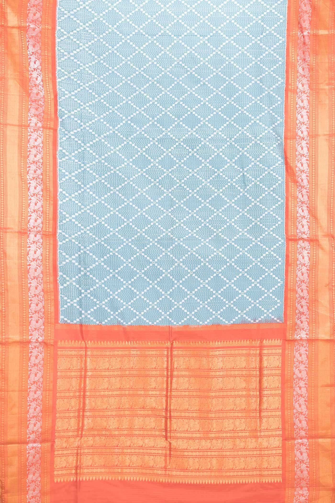 Grey Dual Tone Double Ikat Saree