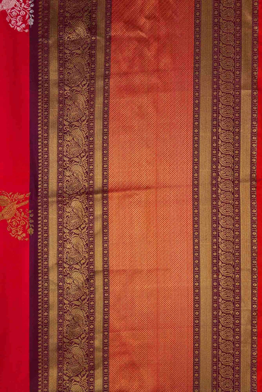 Pure Silk Pure Zari Red Dual Tone Double Ikat Saree