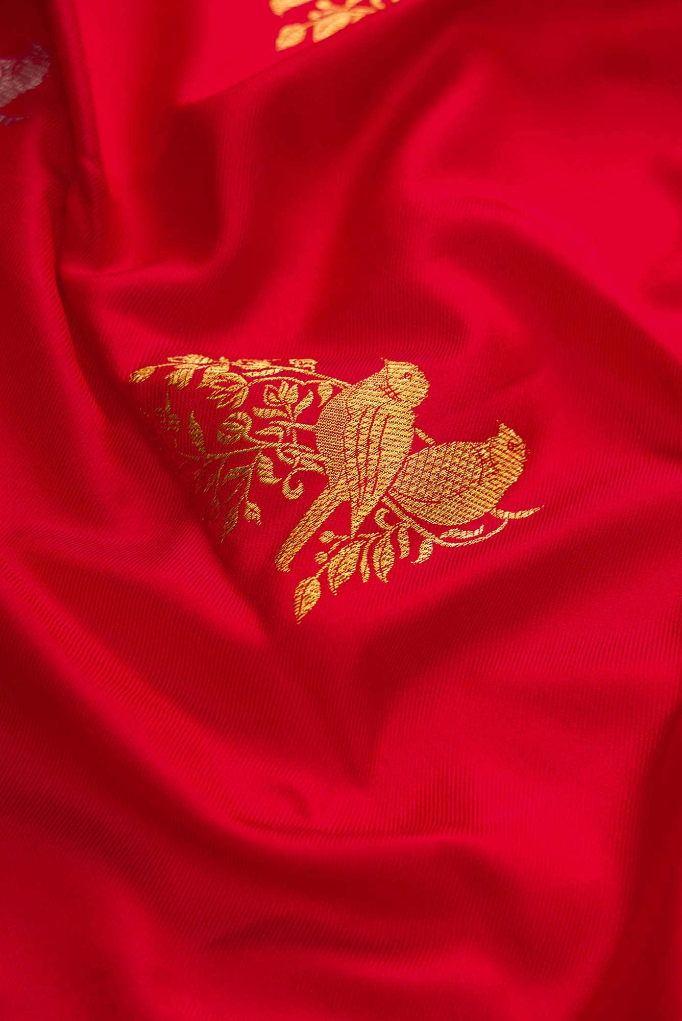 Pure Silk Pure Zari Red Dual Tone Double Ikat Saree
