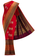 Pure Silk Pure Zari Red Double Ikat Saree