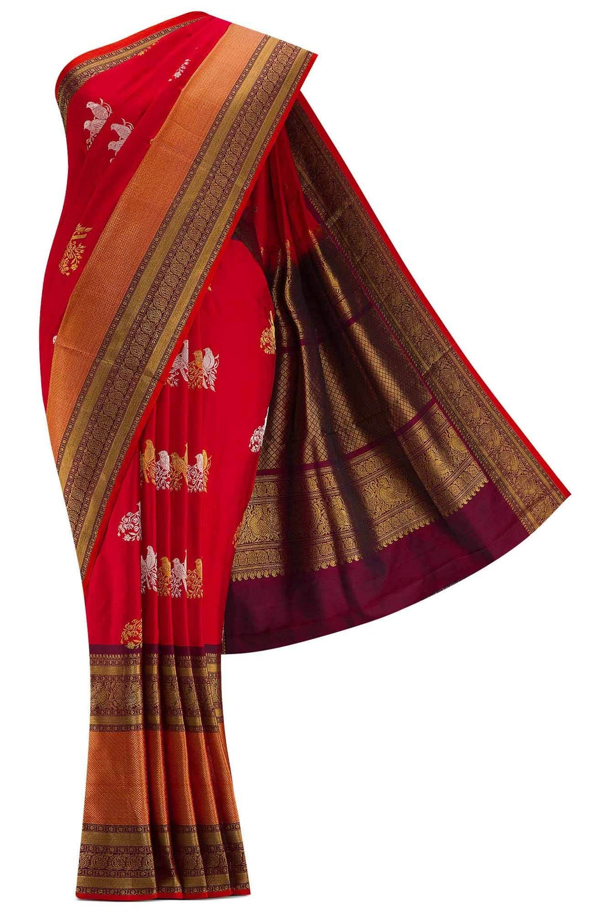 Pure Silk Pure Zari Red Double Ikat Saree