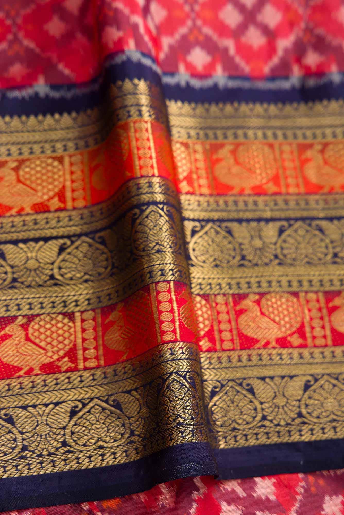 Pure Silk Pure Zari Sky Blue Dual Tone Double Ikat Saree