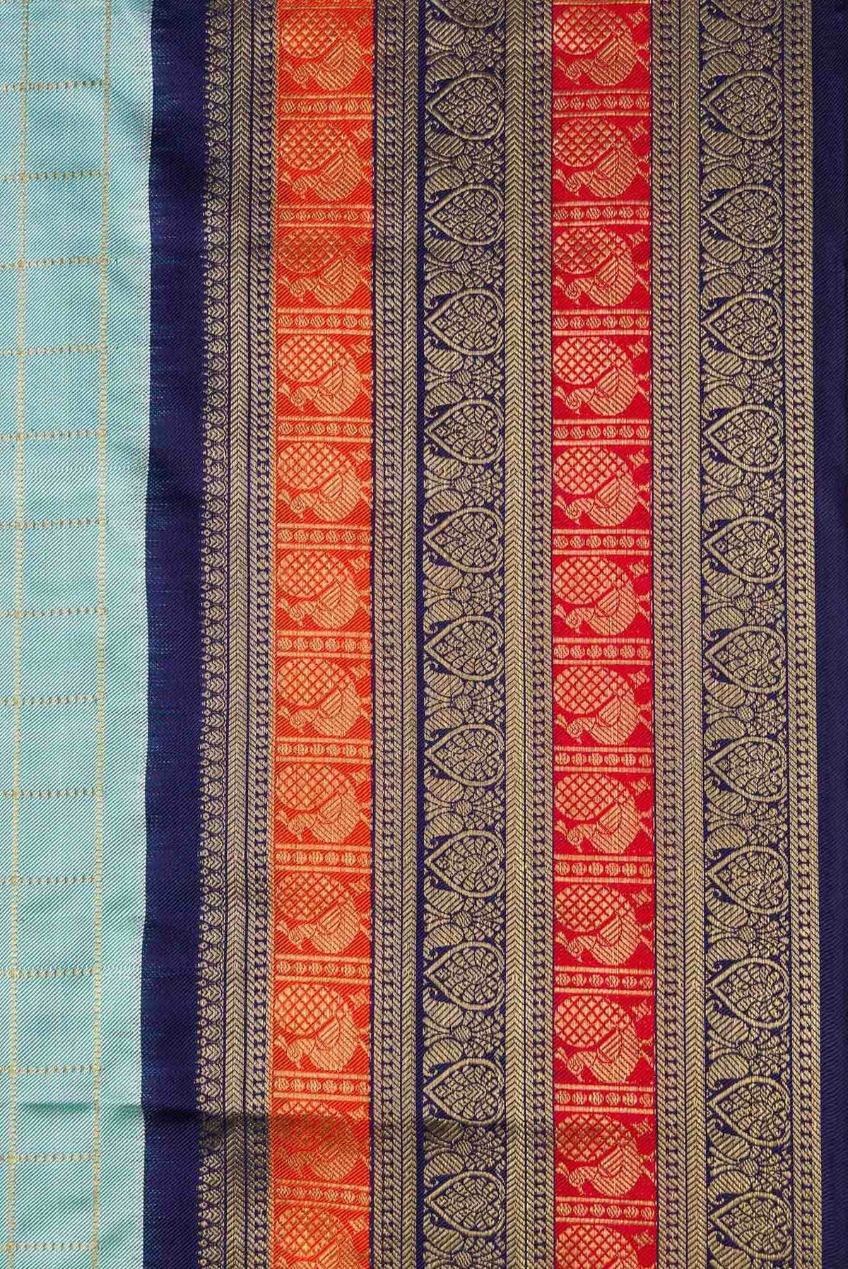 Pure Silk Pure Zari Sky Blue Double Ikat Saree