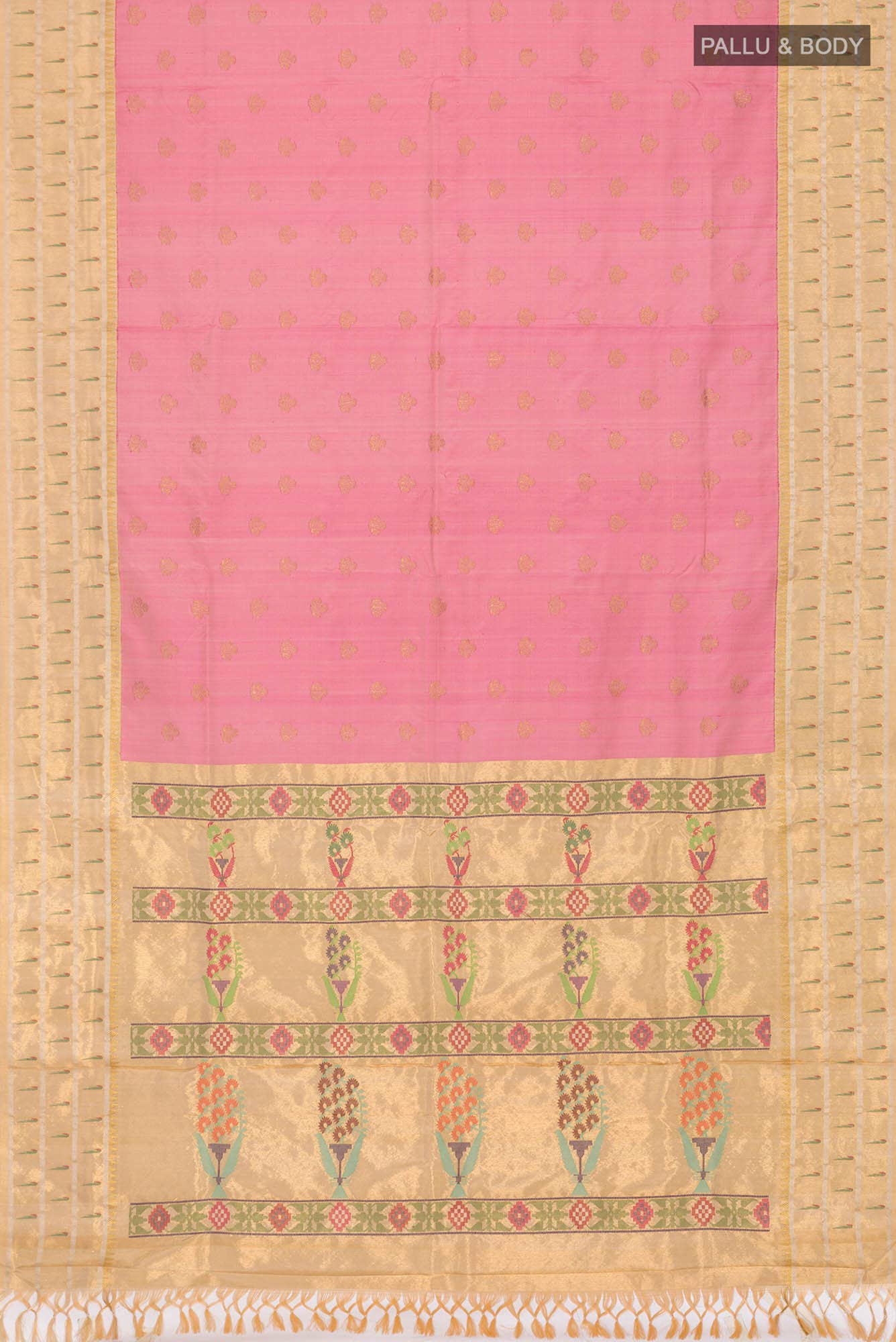 Pure Silk Pure Zari Pink Paithani Saree