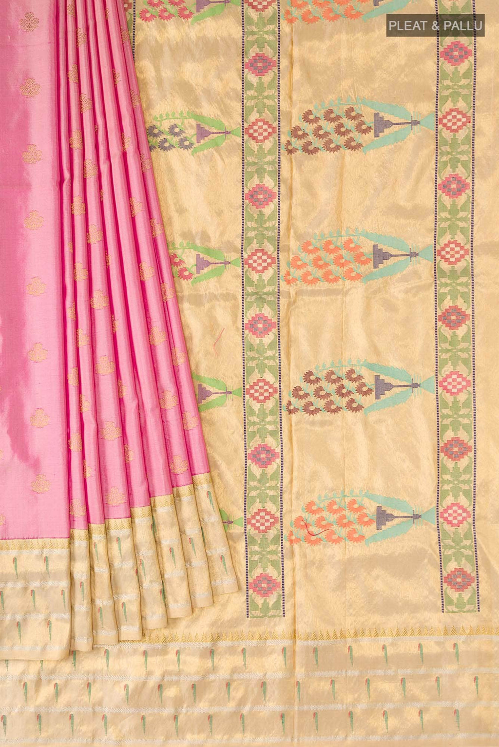 Pure Silk Pure Zari Pink Paithani Saree
