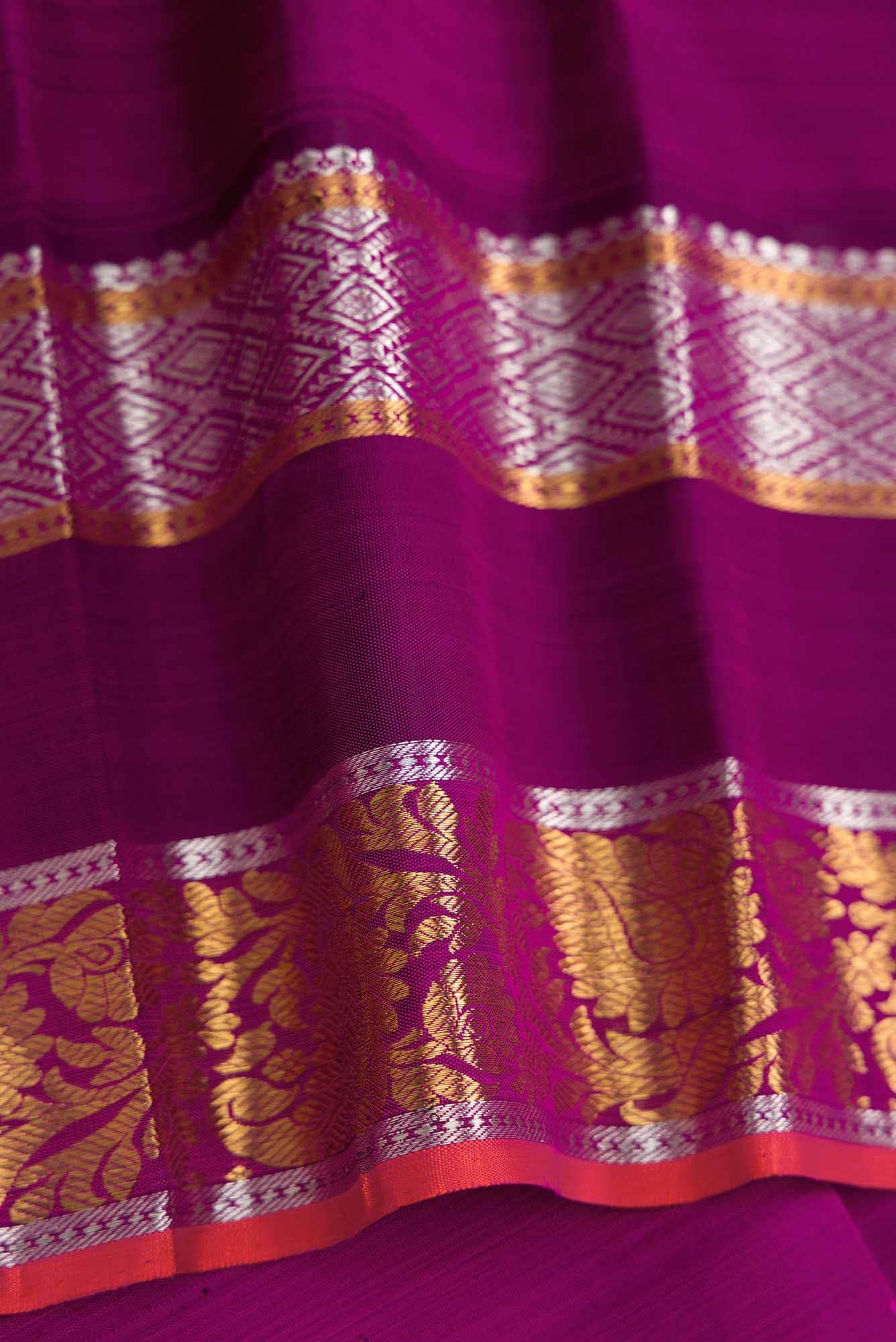 Pure Silk Pure Zari Peacock Blue Dual Tone Kanchipuram Saree