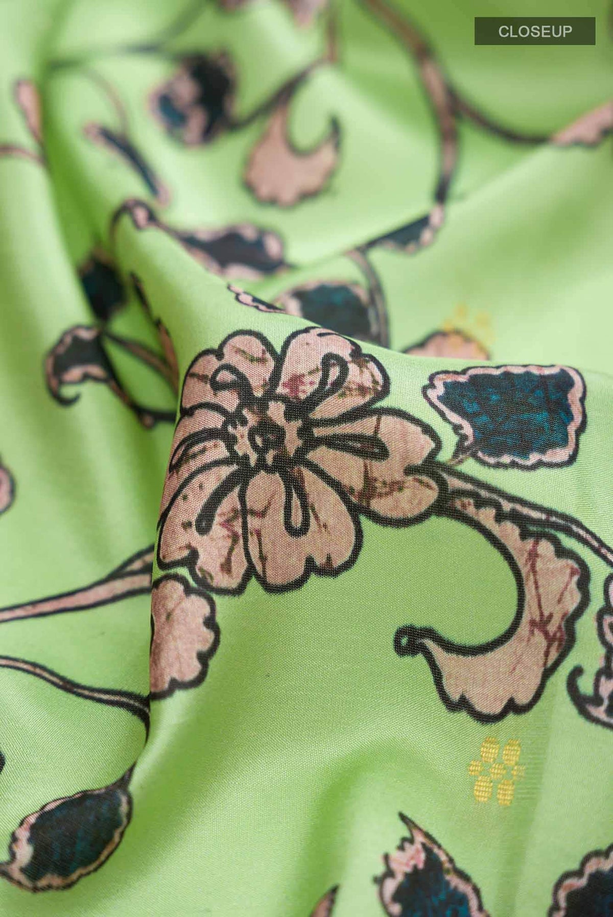Green Printed Silk Saree
