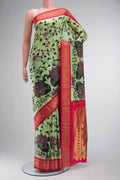 Green Printed Silk Saree