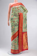 Green Printed Silk Saree