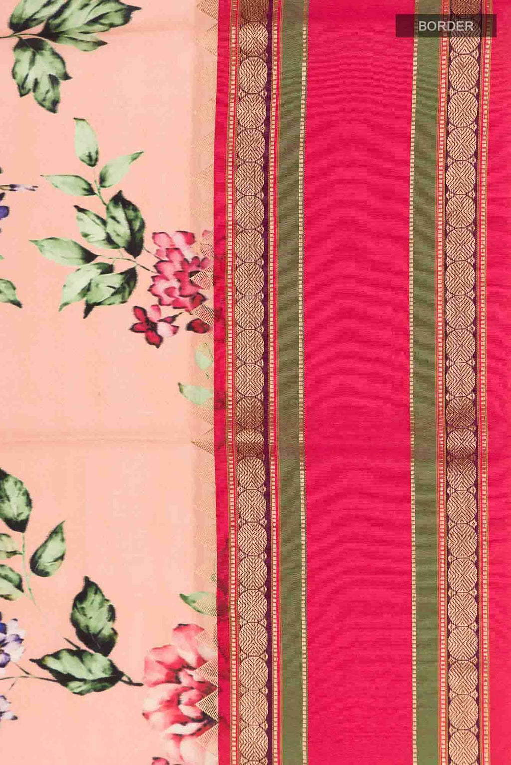 Peach Printed Silk Saree
