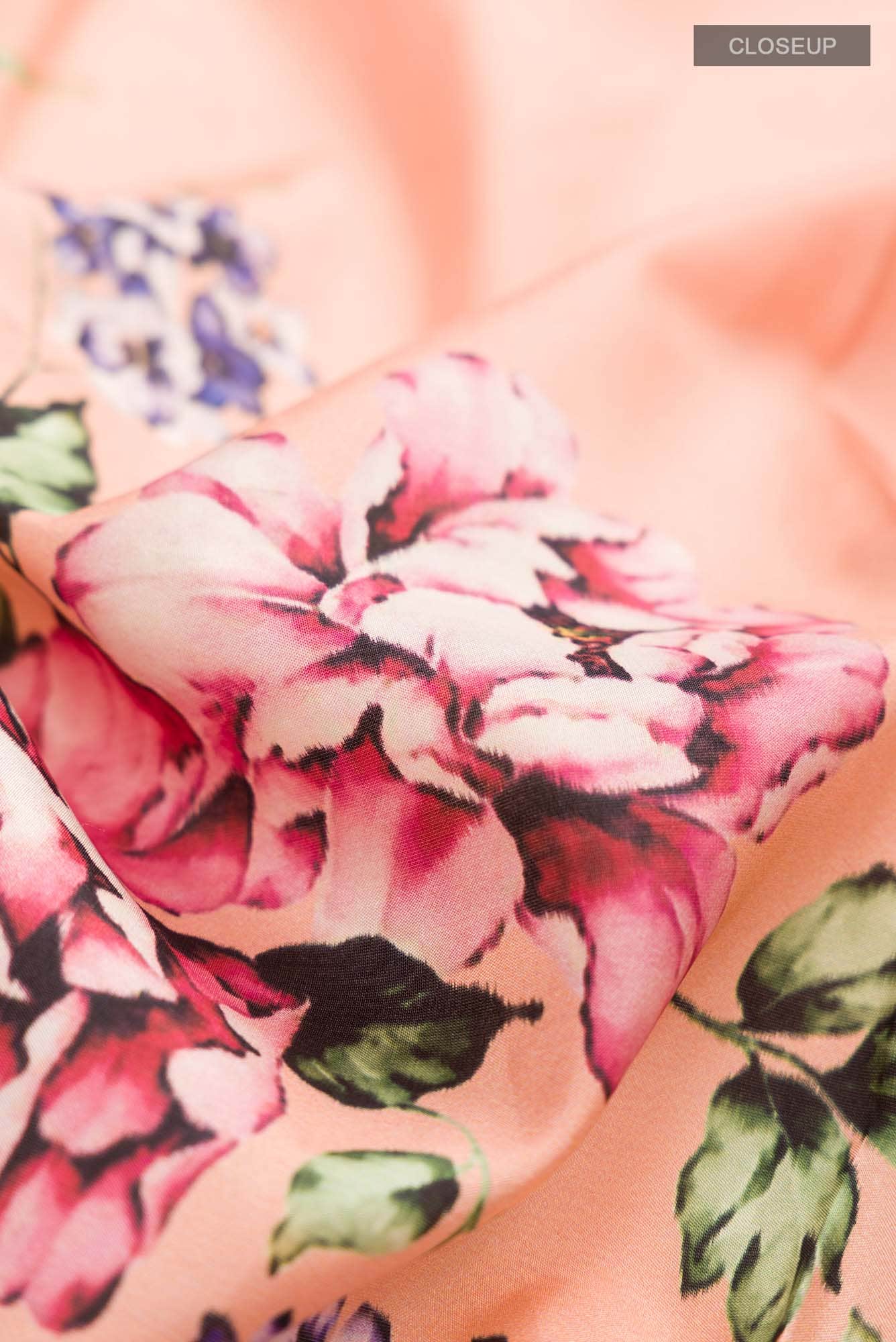 Peach Printed Silk Saree