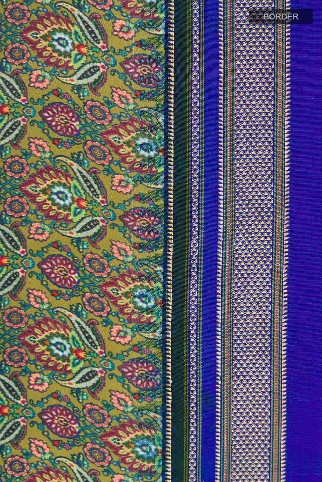 Green Printed Silk Saree