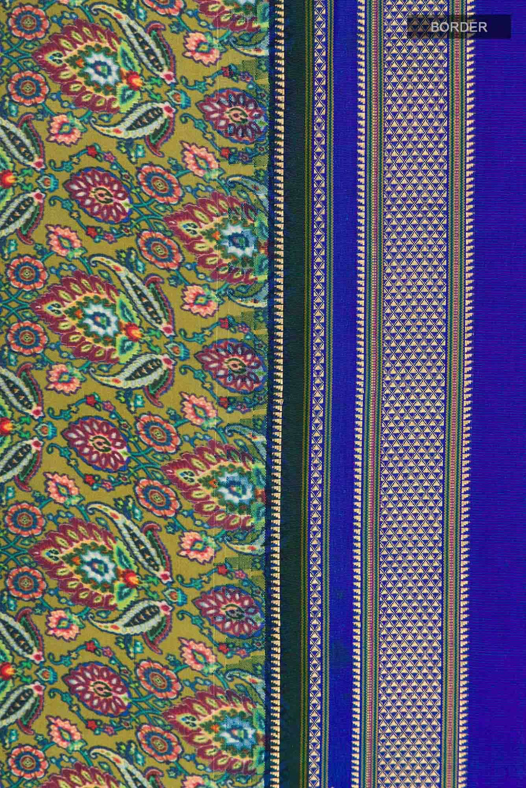 Green Printed Silk Saree