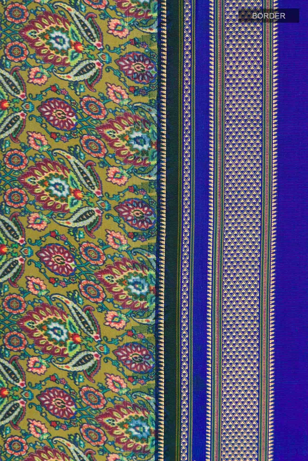 Green Printed Silk Saree