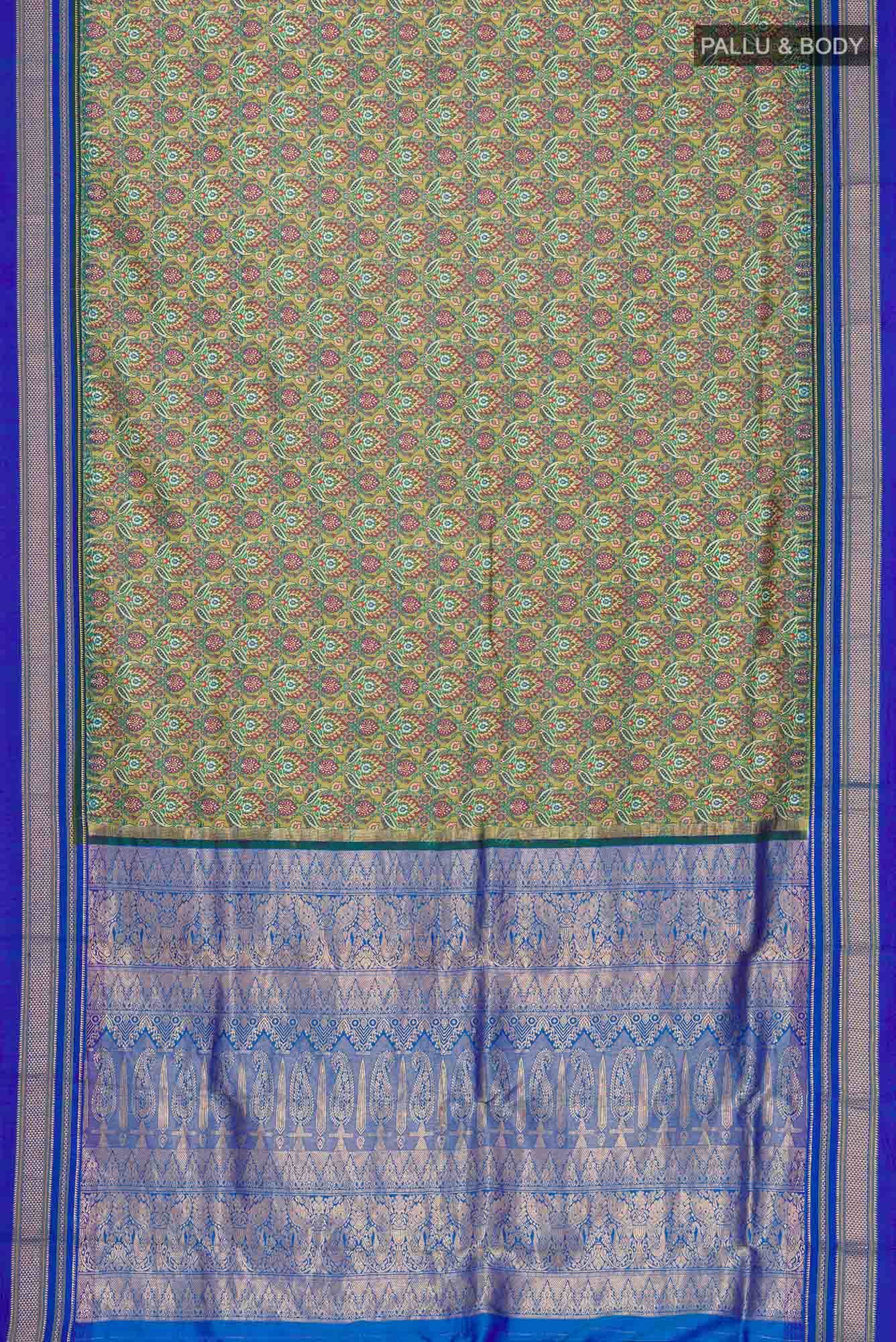 Green Printed Silk Saree