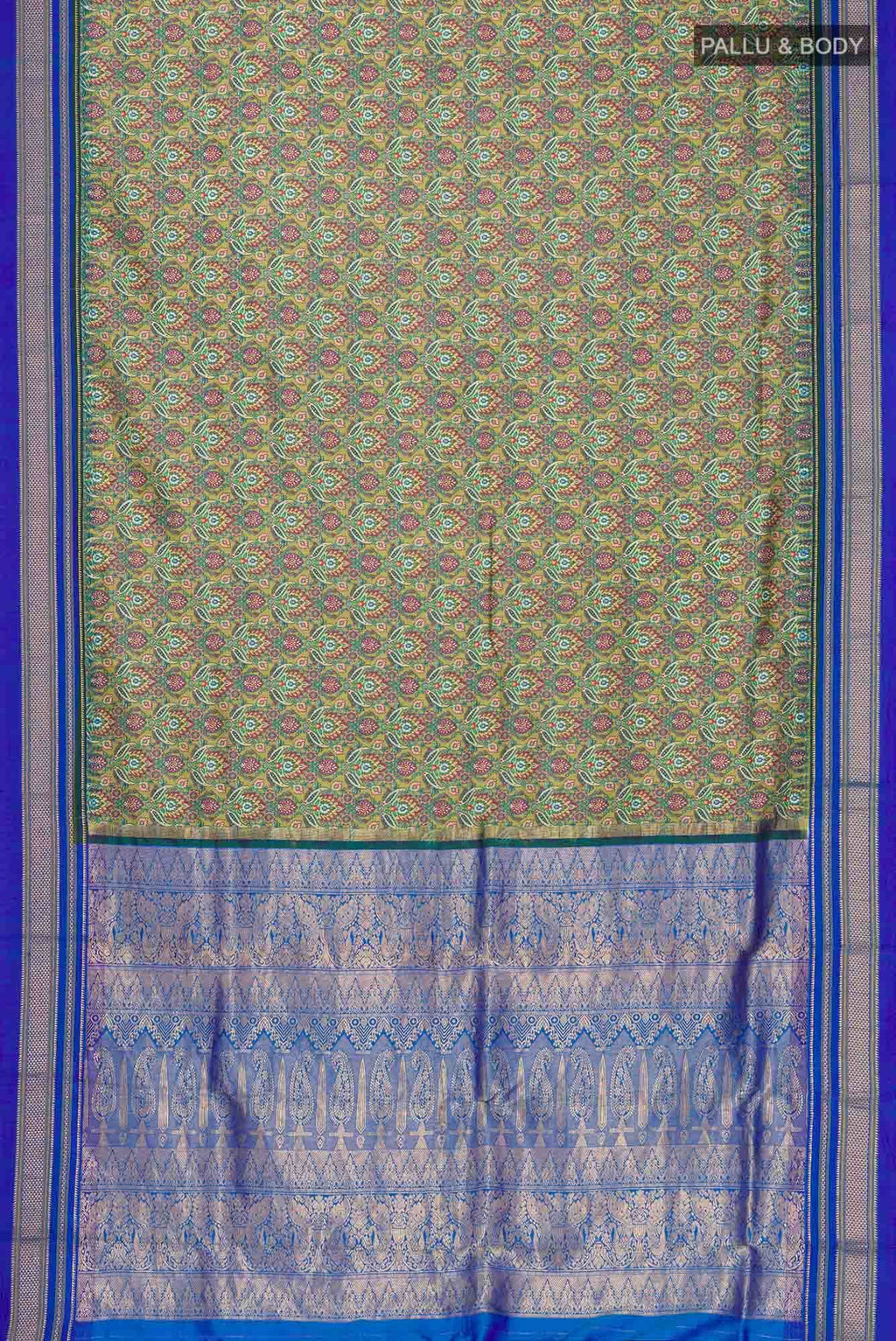 Green Printed Silk Saree