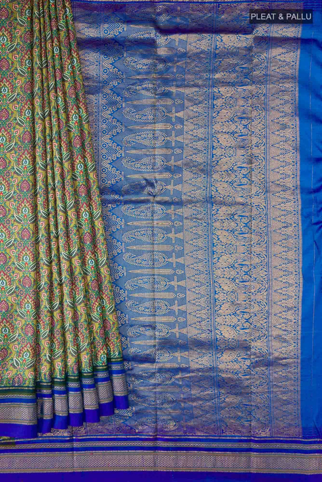 Green Printed Silk Saree