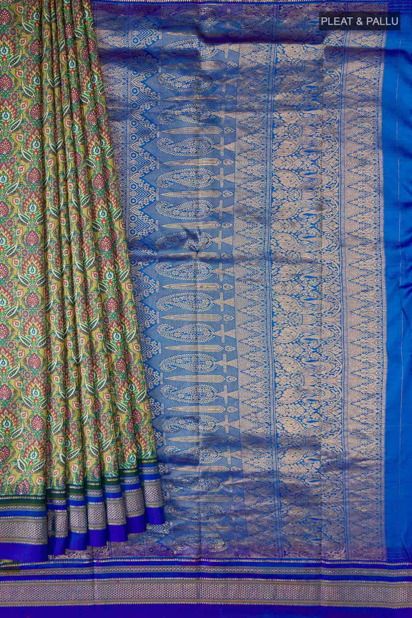 Green Printed Silk Saree