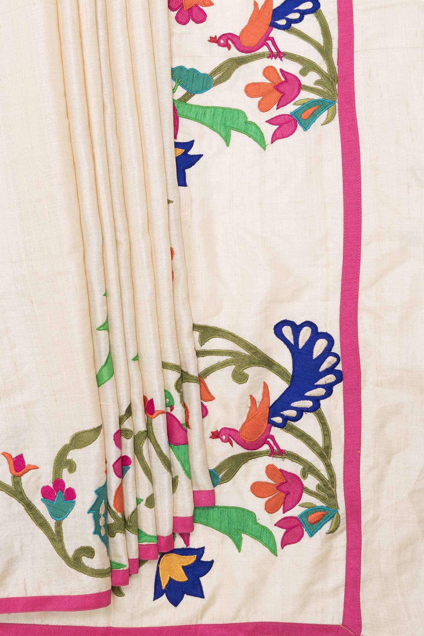 Beige Dual Tone Tussar Silk Saree