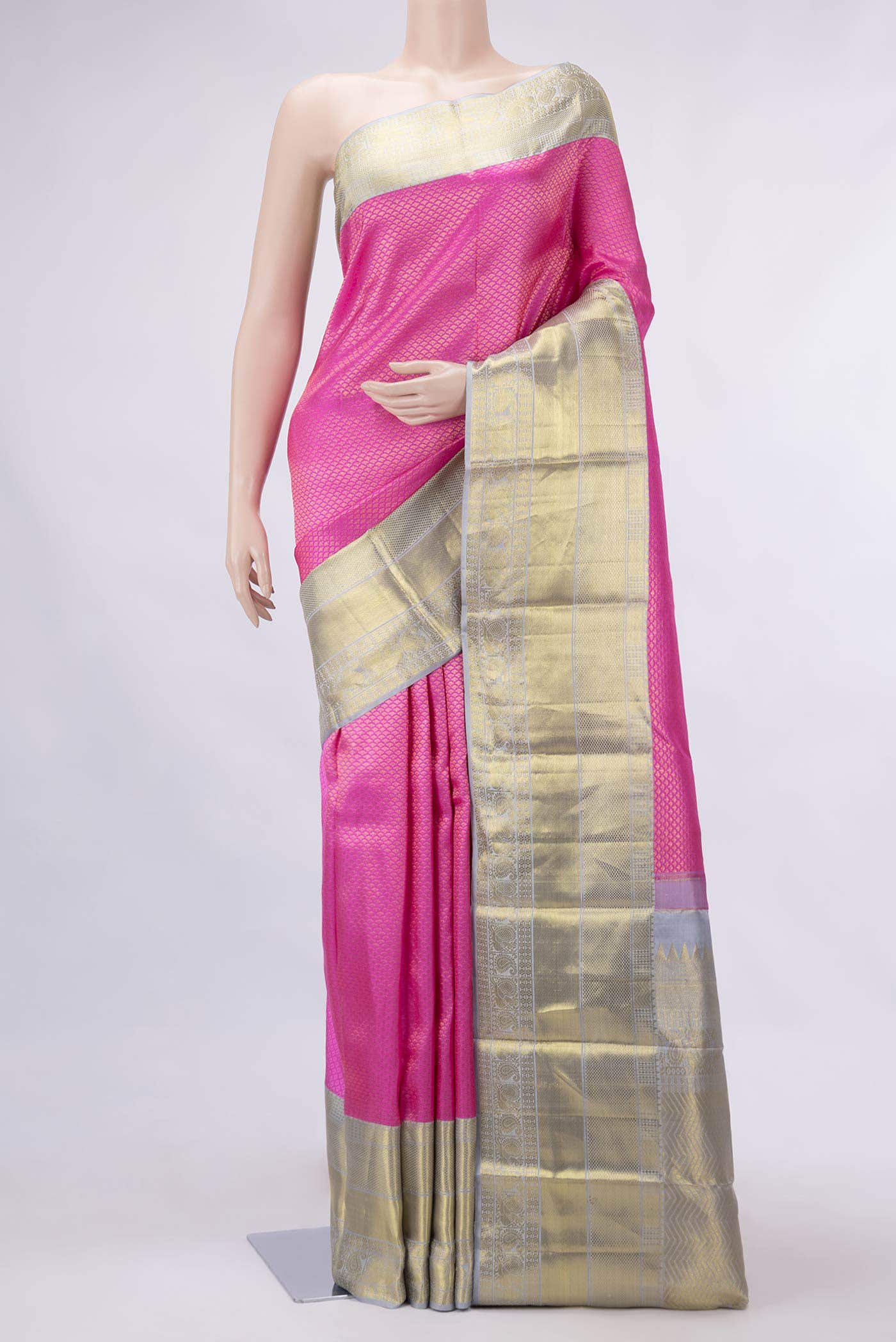 Pink Dual Tone Kanchipuram Silk Saree