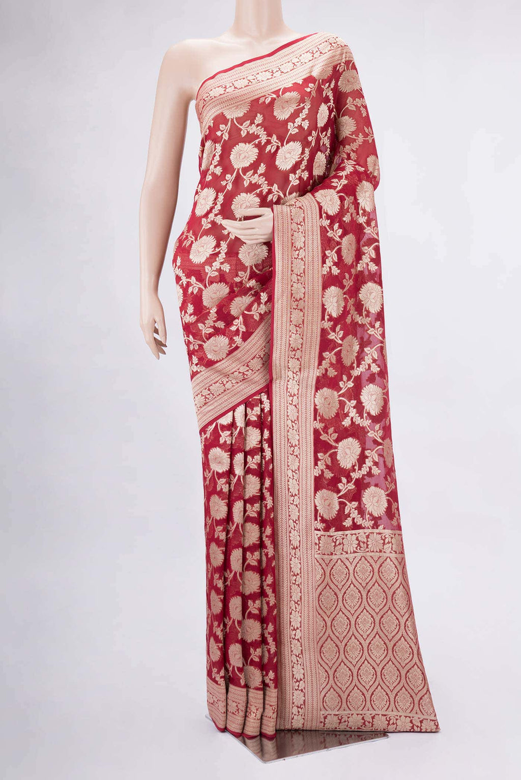 Dark Pink Dual Tone Banarasi Georgette Saree
