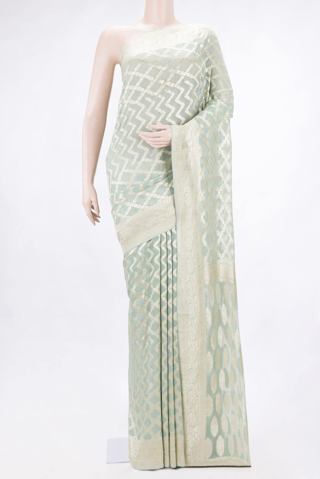Light Green Dual Tone Georgette Saree