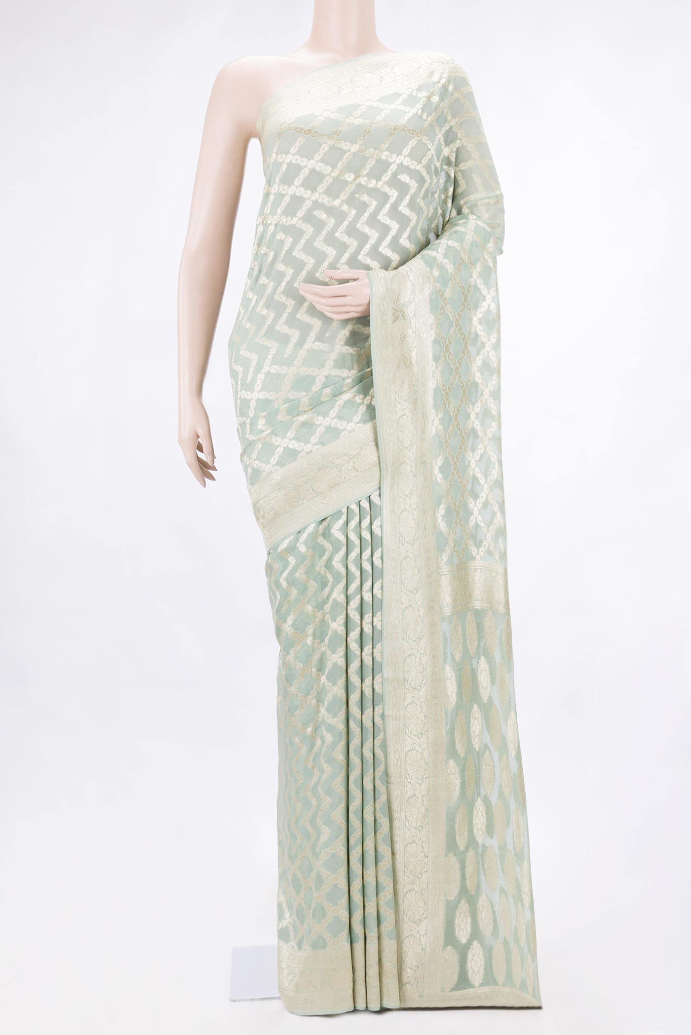 Light Green Dual Tone Georgette Saree