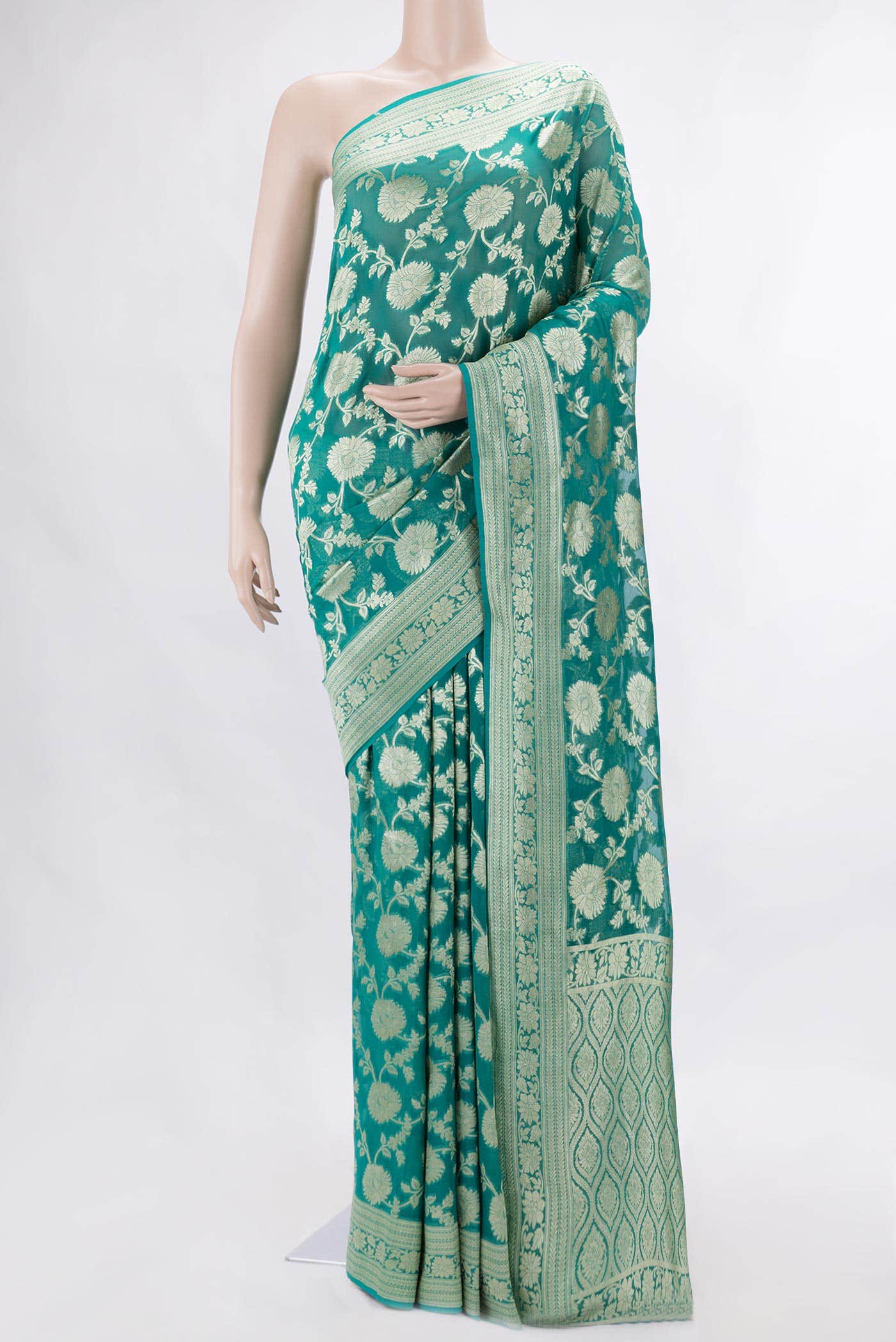 Green Dual Tone Banarasi Georgette Saree