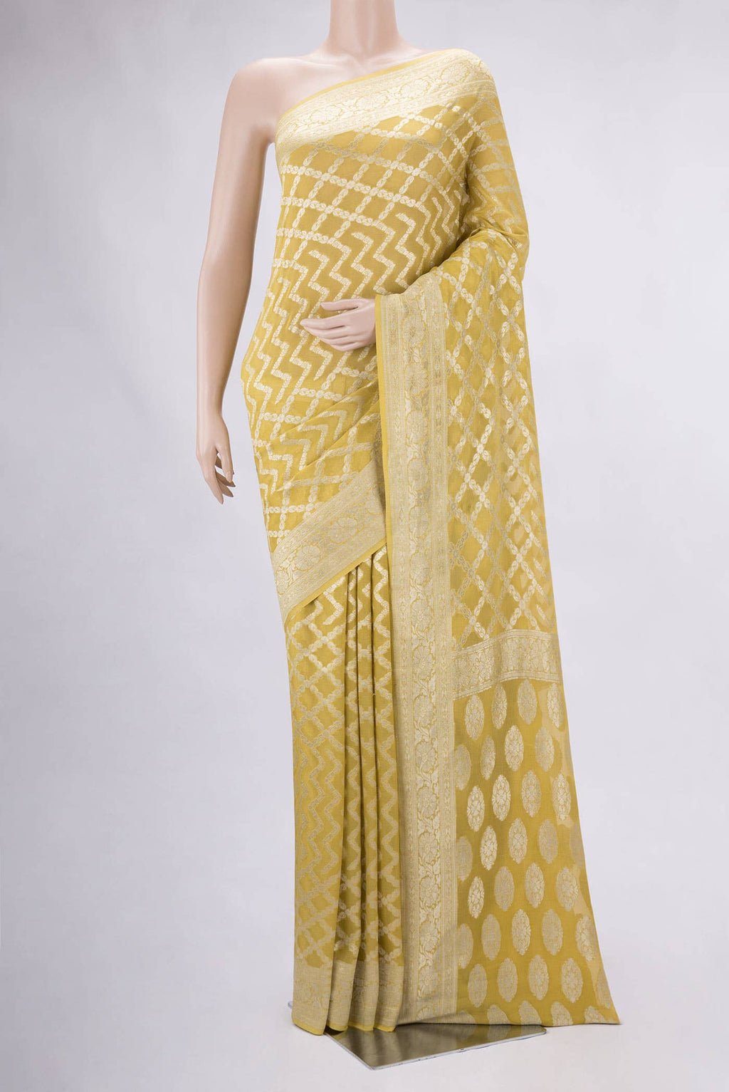 Yellow Dual Tone Banarasi Georgette Saree