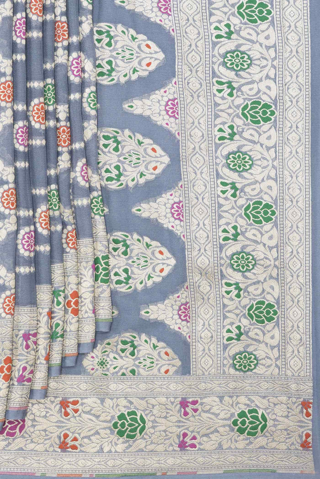 Grey Dual Tone Banarasi Georgette Saree
