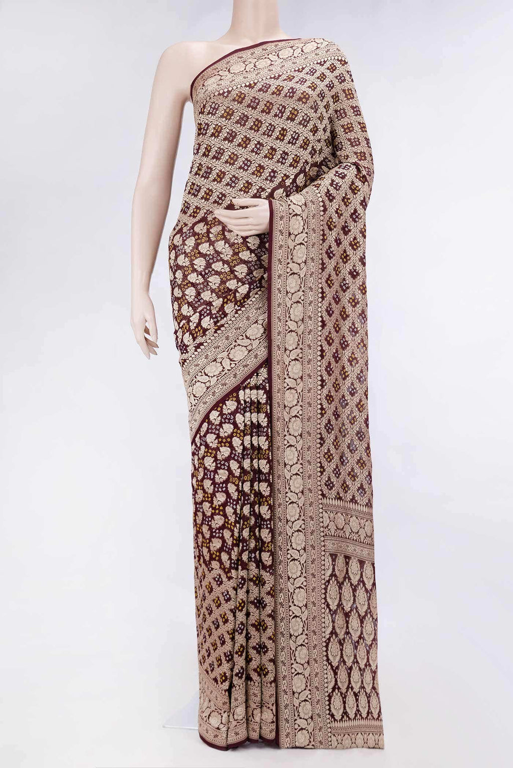 Maroon Dual Tone Banarasi Georgette Saree