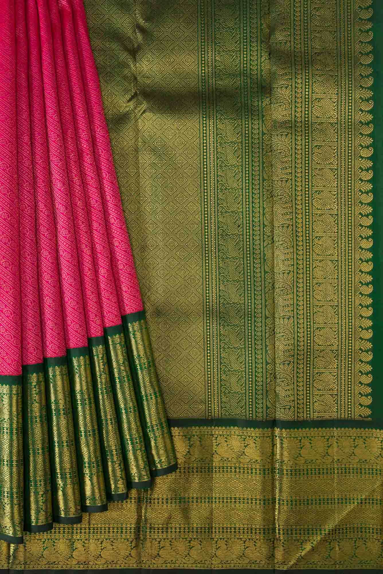 Pure Silk Pure Zari Pink Dual Tone Kanchipuram Saree
