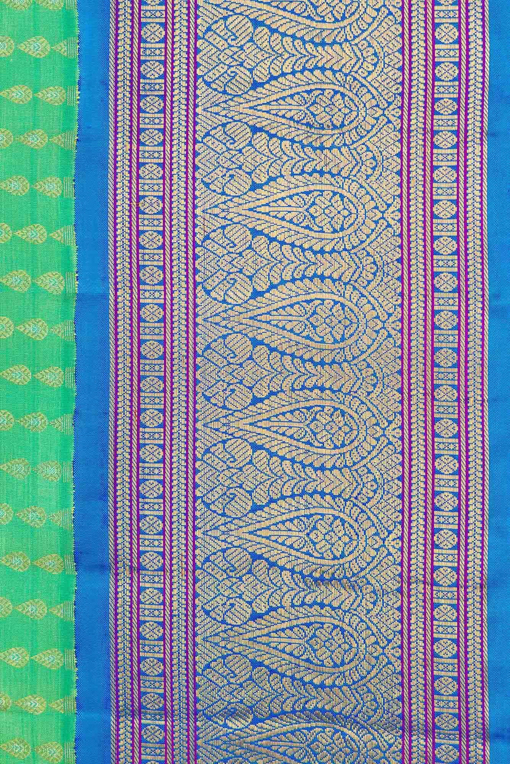 Pure Silk Pure Zari Sea Green Dual Tone Kanchipuram Saree