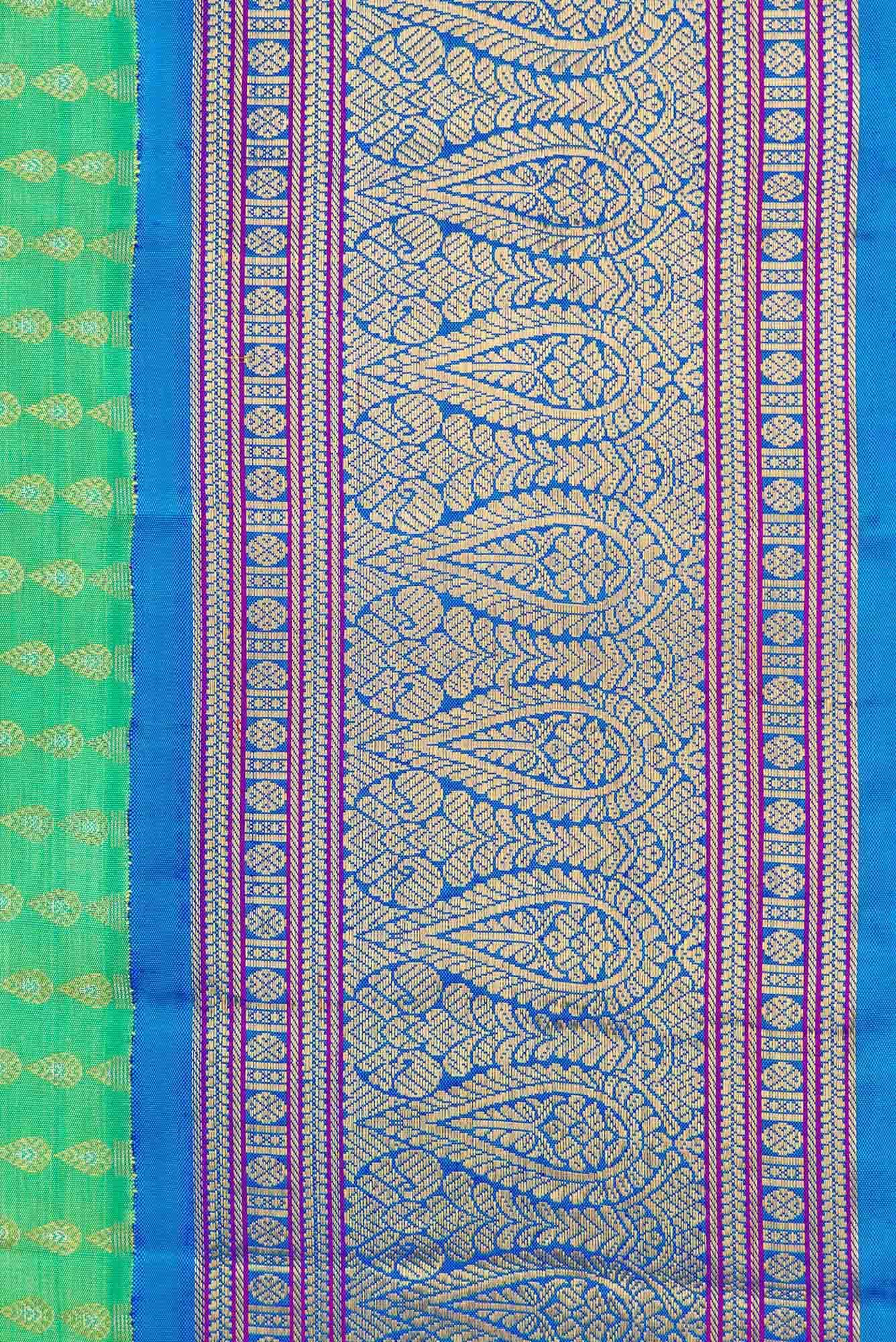 Pure Silk Pure Zari Sea Green Dual Tone Kanchipuram Saree
